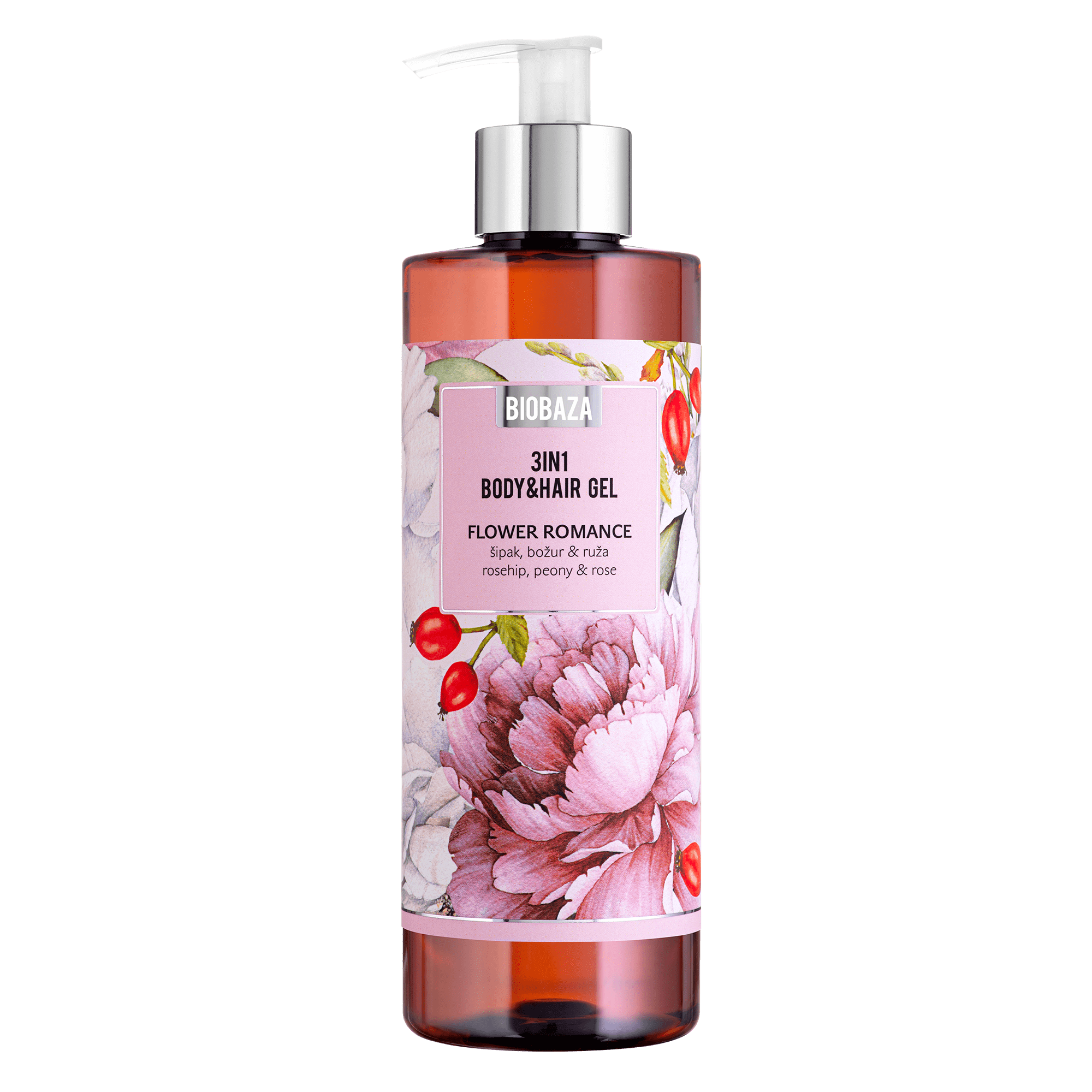 10163017_1 Душ гел Flower Romance с роза, божур и шипка BIOBAZA - Image 1