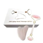 Комплект Ролер и Гуа Ша камък за лице от розов кварц